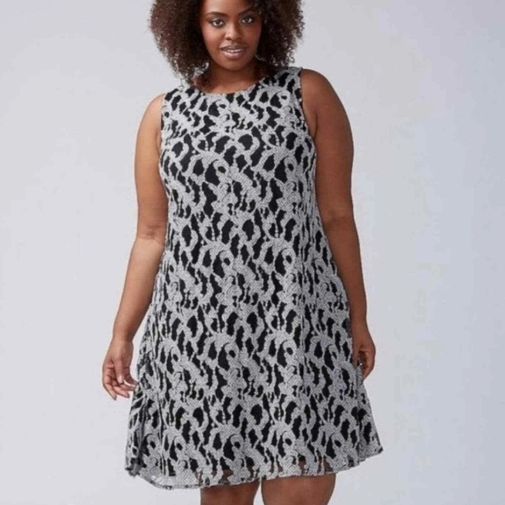 LANE BRYANT Sleeveless A-line Lace Pattern Dress